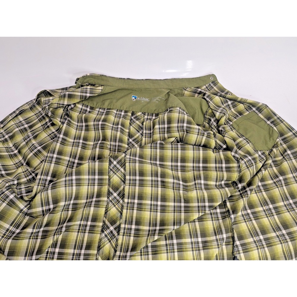 Kuhl Eluxur Men's Pearl Snap Short Sleeve Shirt - size XL - Green Plaid - Picture 10 of 16